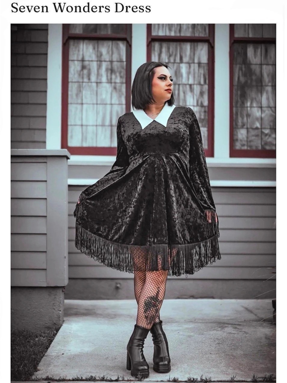 Lively Ghosts The Seven Wonders Dress Velvet Fringe Mini Dress. Medium. Nwt. — image 4 of 8